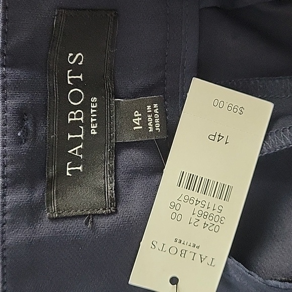 Talbots Ruffle Pockets Cropped Navy Blue Pants 14P - Picture 7 of 8